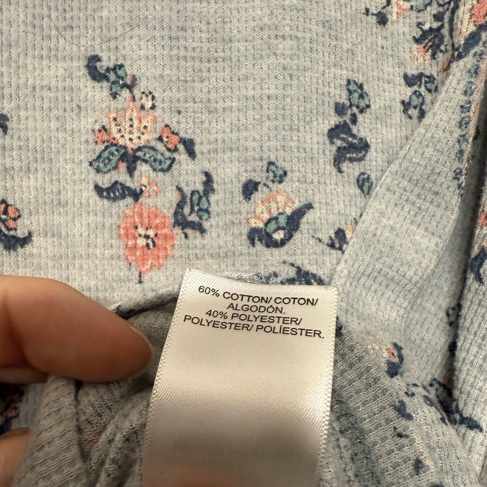 LUCKY BRAND Floral Long Sleeve Henley Top - Picture 4 of 4